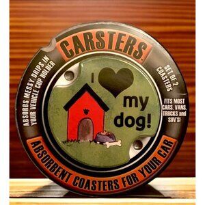 Set Of (2) I Love My Dog! Absorbent Stone CAR Coasters by Carsters NIP